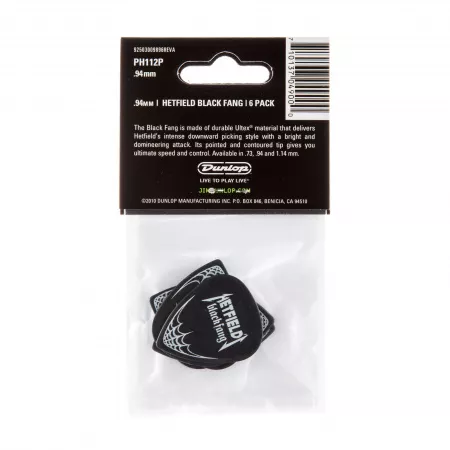 Black Fang Медиаторы, 6шт, толщина 0,94мм, Dunlop, PH112P.94