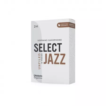 Organic Select Jazz Unfiled Трости для саксофона сопрано, размер 2M, 10шт, D'Addario, ORRS10SSX2M
