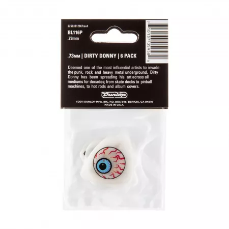 Dirty Donny S2 Медиаторы 6шт, толщина 0.73мм, Dunlop, BL116P.73