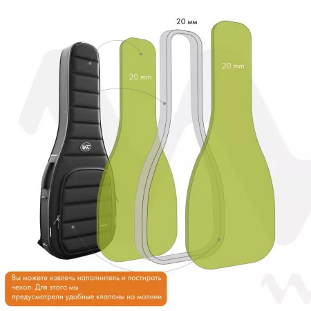 Acoustic Pro Plus Чехол для акустической гитары, черный, BAG&music, BM1142