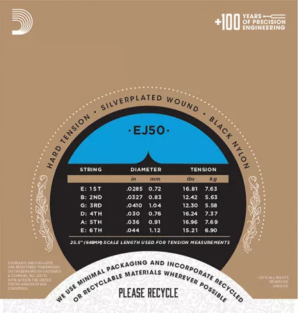 EJ50 PRO ARTE Струны для классической гитары нейлоновые Hard D`Addario