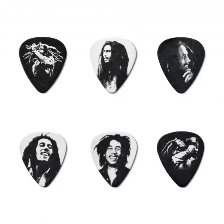 Bob Marley Silver Медиаторы 6шт, толстые, в коробочке, Dunlop, BOB-PT04H
