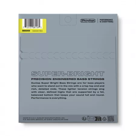 Super Bright Комплект струн для 6-струнной бас-гитары, нерж.сталь, Medium, 30-130, Dunlop, DBSBS30130
