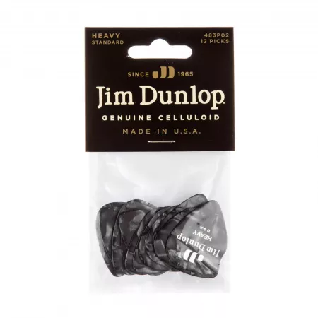 Genuine Celluloid Медиаторы, 12шт, толстые, черный перламутр, Dunlop, 483P02HV