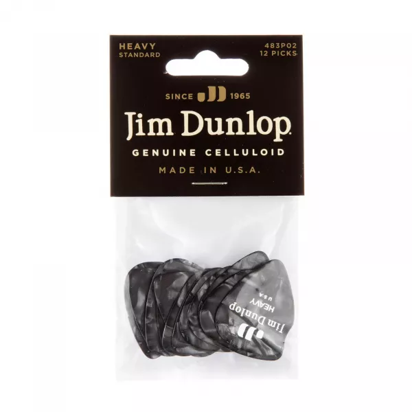 Genuine Celluloid Медиаторы, 12шт, толстые, черный перламутр, Dunlop, 483P02HV  рис.2 