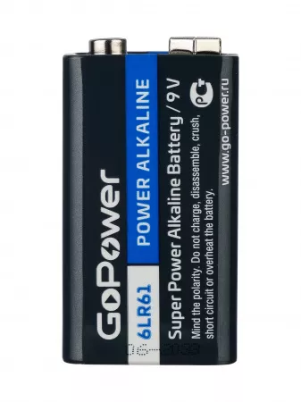 Super Power Alkaline Элемент питания Крона 6LR61 9В, щелочной, GoPower, 00-00017863