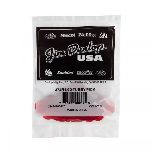 Stubby Jazz Медиаторы 24шт, толщина 1,0мм, Dunlop, 474R1.0  рис.2 