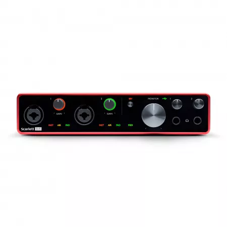 Scarlett 8i6 Звуковая карта USB, 24 бит/192 кГц, 8 входов-6 выходов, Focusrite, Scarlett-8i6-3rd-gen