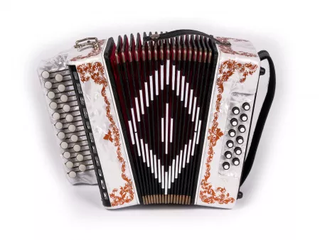 Гармонь «Чайка» 21х12-II, белая, ля мажор, роспись, Шуйская гармонь, SZ48/1ХL-A-WH