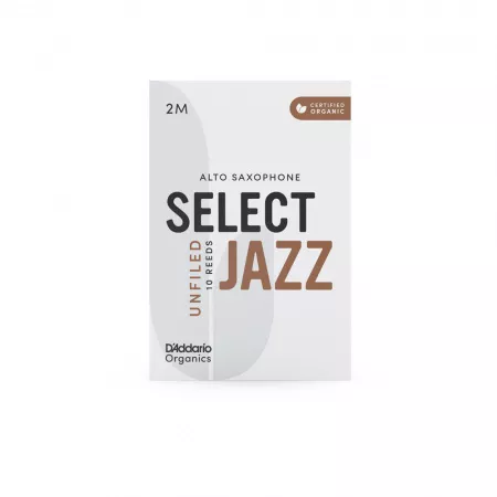 Organic Select Jazz Unfiled Трости для саксофона альт, размер 2M, 10шт, D'Addario, ORRS10ASX2M