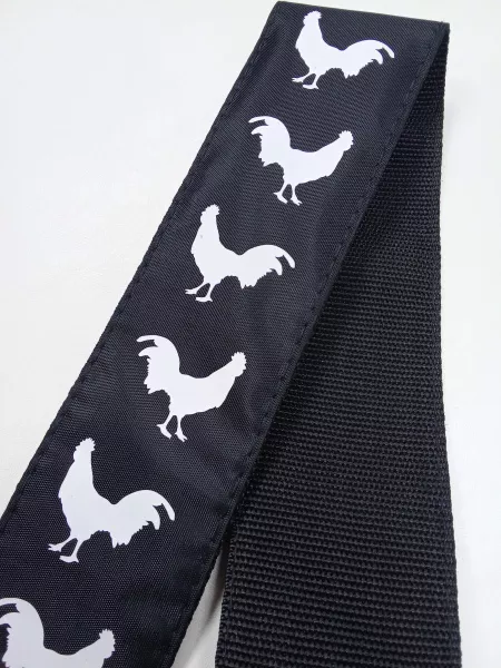 Ремень для гитары, черный, аппликация Петух, MEZZO, MZ-RGE-7-1ApCockBk  рис.2 