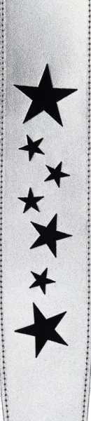 25SLE02 Embossed Silver Кожаный ремень для гитары, серебряный, тиснение «Stars», Planet Waves
