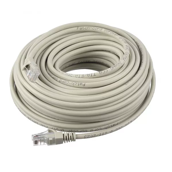 Патч-корд RJ-45 (m)-RJ-45 (m) 20.0м кат.5е ПВХ 26AWG, серый, в пакете, GoPower, 00-00027477  рис.2 