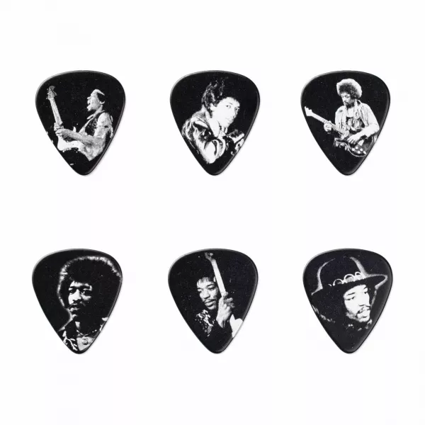 Jimi Hendrix Silver Portrait Медиаторы 12шт, толстые, в коробочке, Dunlop, JH-PT05H  рис.2 