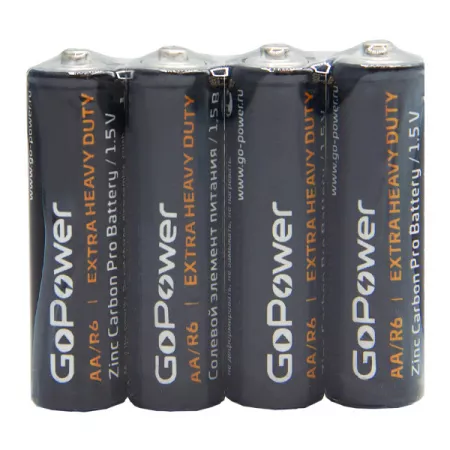 Carbon Zinc PRO Элемент питания AA/R6 солевой 1.5В, 4шт, GoPower, 00-00015592