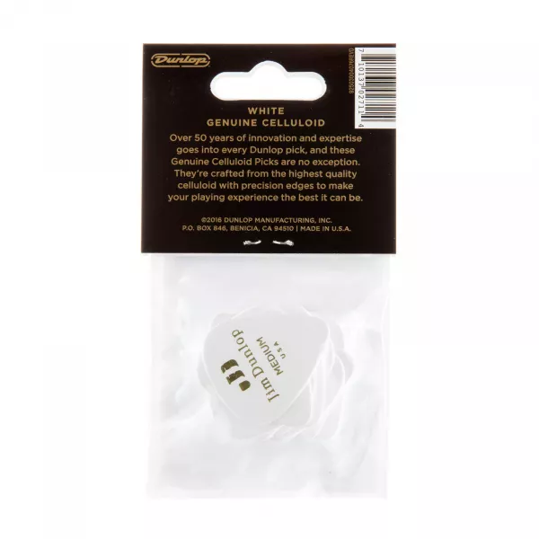 Genuine Celluloid Медиаторы, 12шт, средние, белые, Dunlop, 483P01MD  рис.2 
