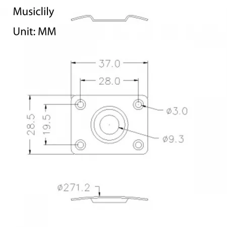 Панель для разъема джек Gibson LP SG, хром, Musiclily, M772