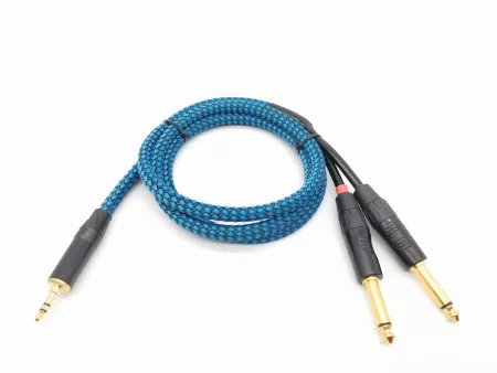 Кабель аудио 3.5-2х6.3мм, 1.25м, в оплетке, ZZcable, G46-3,5-2J-0125-Z