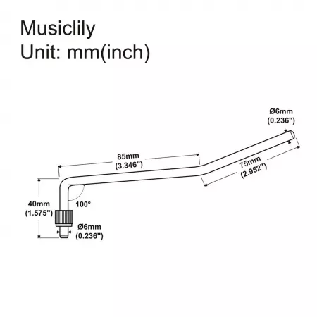 Рычаг тремоло Floyd Rose style, 6мм, хром, Musiclily, MX2206CR