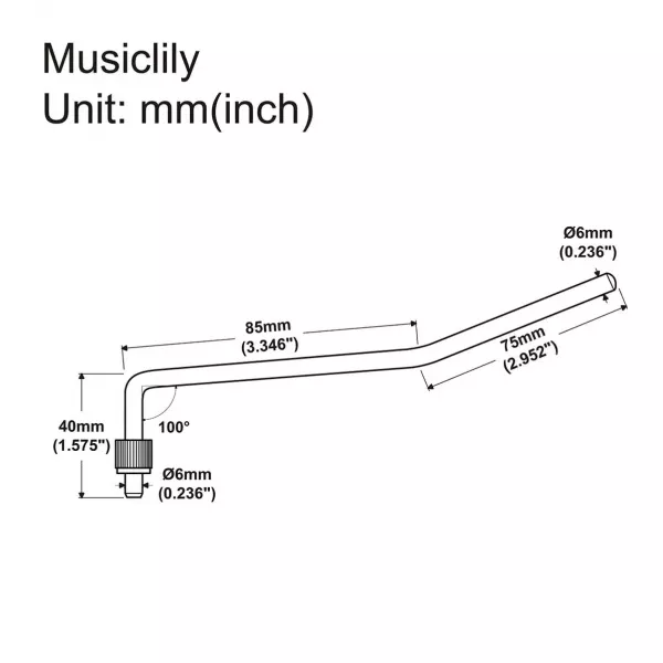 Рычаг тремоло Floyd Rose style, 6мм, хром, Musiclily, MX2206CR  рис.2 