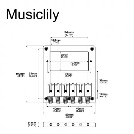 Бридж для электрогитары Tele, хром, Musiclily, MX2609CR