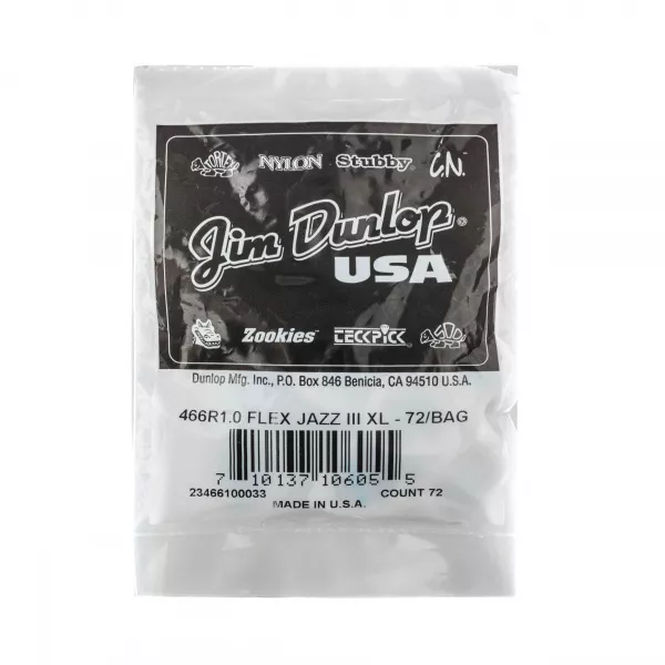 Tortex Flex Jazz III XL Медиаторы, 72шт, толщина 1.0мм, Dunlop, 466R1.0  рис.2 