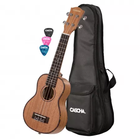 Mahogany Series Укулеле сопрано, леворукий, с чехлом, цвет натуральный, Cascha, HH-2026L
