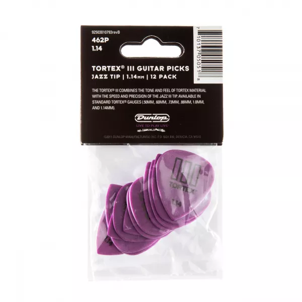 Tortex III Медиаторы 12шт, толщина 1,14мм, Dunlop, 462P1.14  рис.2 