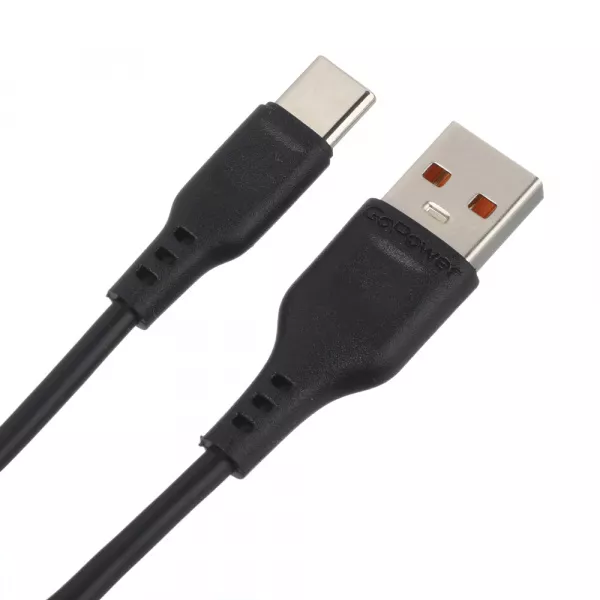 Кабель GP01T USB (m)-Type-C (m) 1.0м 2.4A, ПВХ, черный, GoPower, 00-00018566  рис.2 