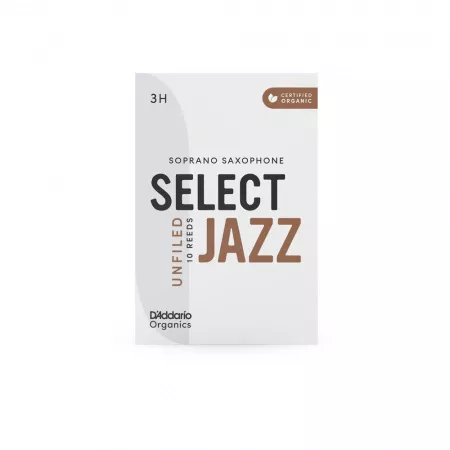 Organic Select Jazz Unfiled Трости для саксофона сопрано, размер 3H, 10шт, D'Addario, ORRS10SSX3H