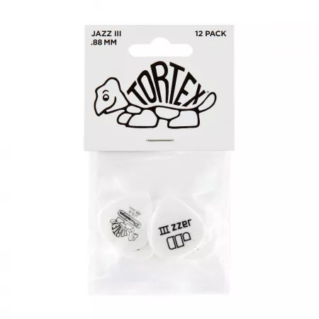 Tortex White Jazz III Медиаторы 12шт, толщина 0,88мм, Dunlop, 478P.88