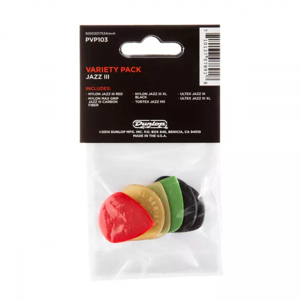 Набор медиаторов Jazz III Pick Variety Pack 6шт, Dunlop, PVP103  рис.2 