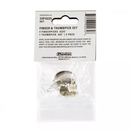 Nickel Silver Медиаторы на палец 5шт, нейзильбер, толщина .0225, Dunlop, 33P.0225