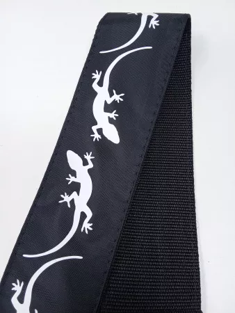 Ремень для гитары, черный, аппликация Ящерица, MEZZO, MZ-RGE-7-1ApLizardBk