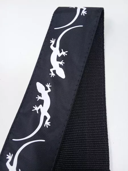 Ремень для гитары, черный, аппликация Ящерица, MEZZO, MZ-RGE-7-1ApLizardBk  рис.2 