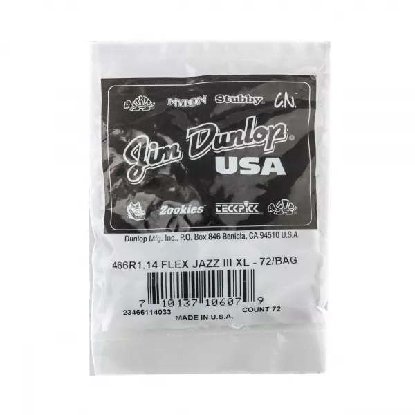 Tortex Flex Jazz III XL Медиаторы, 72шт, толщина 1.14мм, Dunlop, 466R1.14  рис.2 
