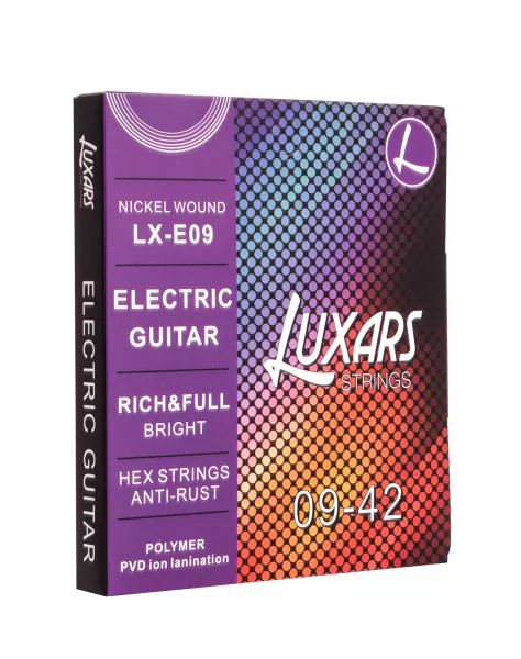 Комплект струн для электрогитары, никель, 9-42, с покрытием, Luxars, LX-E09  рис.2 
