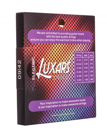 Комплект струн для электрогитары, никель, 9-42, с покрытием, Luxars, LX-E09