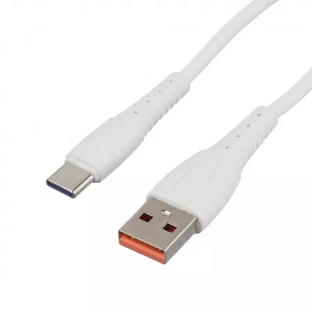 Кабель GP07T USB (m)-Type-C (m) 1.0м 2.4A, силикон, белый, GoPower, 00-00022801