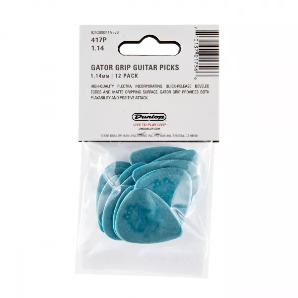 Gator Grip Медиаторы, 12шт, толщина 1,14мм, Dunlop, 417P1.14  рис.2 