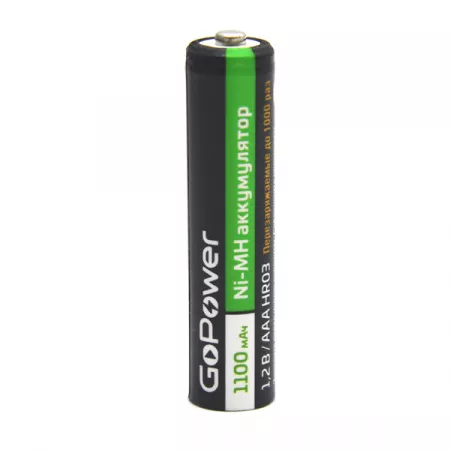 Аккумулятор бытовой ААА/НR03 Ni-MH, 1100мАч, 2шт, GoPower, 00-00015316