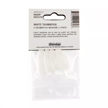 Медиаторы на большой палец 4шт, средние, белые, Dunlop, 9002P