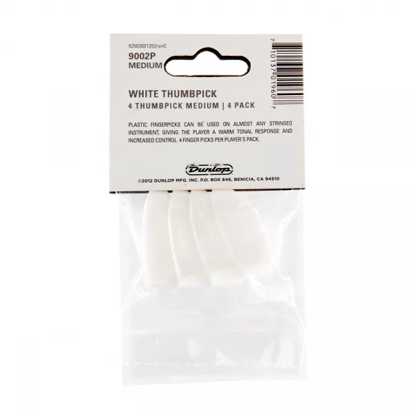 Медиаторы на большой палец 4шт, средние, белые, Dunlop, 9002P  рис.2 