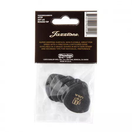 JD Jazztones Медиаторы, 6шт, большой круглый кончик, Dunlop, 477P207