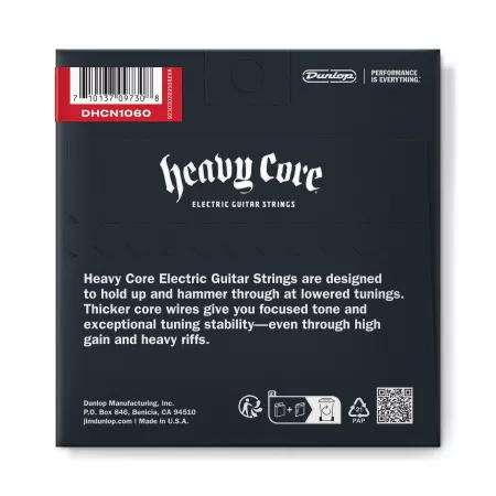 Heavy Core Комплект струн для электрогитары, никелированные, 10-60, Dunlop, DHCN1060-6