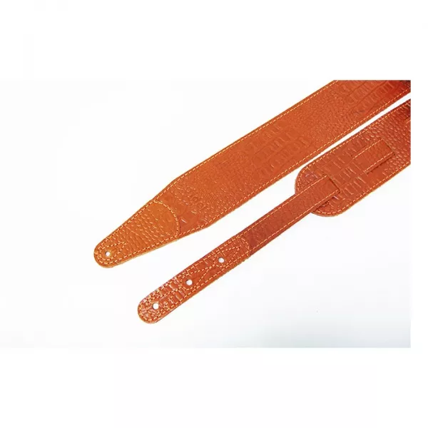 Leather 11 Ремень для гитары, кожаный, мандарин, тиснение рептилия, Fidel, FL660287L11  рис.2 