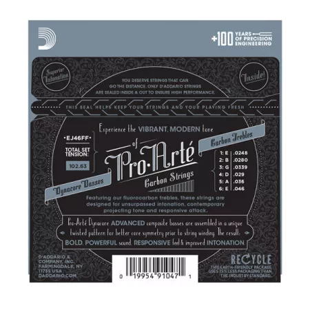 EJ46FF Pro-Arte Carbon Комплект струн для классической гитары, сильное натяжение, D'Addario