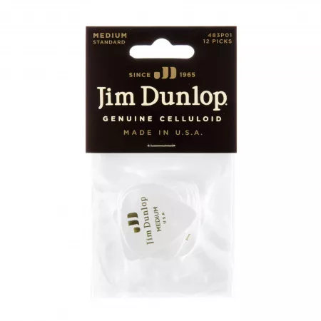 Genuine Celluloid Медиаторы, 12шт, средние, белые, Dunlop, 483P01MD