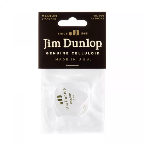 Genuine Celluloid Медиаторы, 12шт, средние, белые, Dunlop, 483P01MD  рис.2 