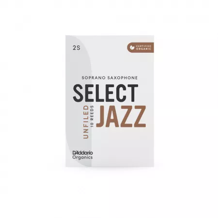 Organic Select Jazz Unfiled Трости для саксофона сопрано, размер 2S, 10шт, D'Addario, ORRS10SSX2S